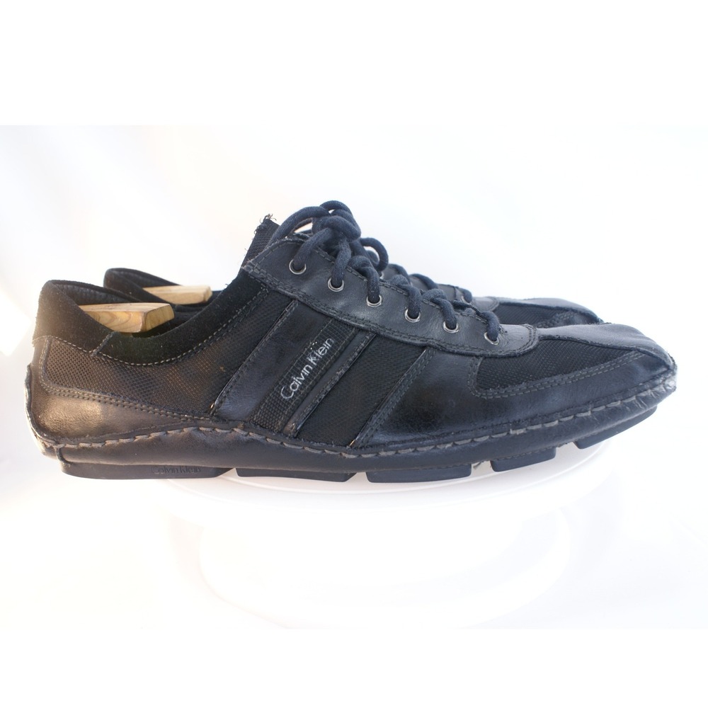 Calvin Klein Max Mens 13M Black Leather Mesh Driving Sneaker F1120 Low Top Shoe